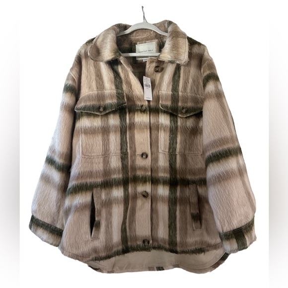 American Eagle Outfitters brushed plaid jacket shacket button down pocket XL NWT - Picture 2 of 10